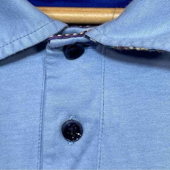 Robert Graham Polo Shirt Mens Large Blue Classic Fit Flip Skull Collar - Picture 5 of 13